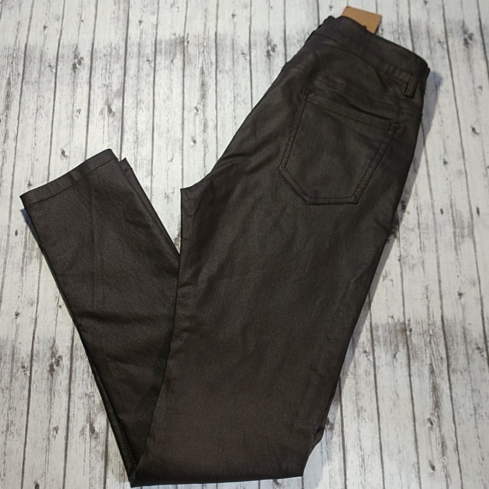 NWT Lexiart Brown Faux Leather Stretch Leg…